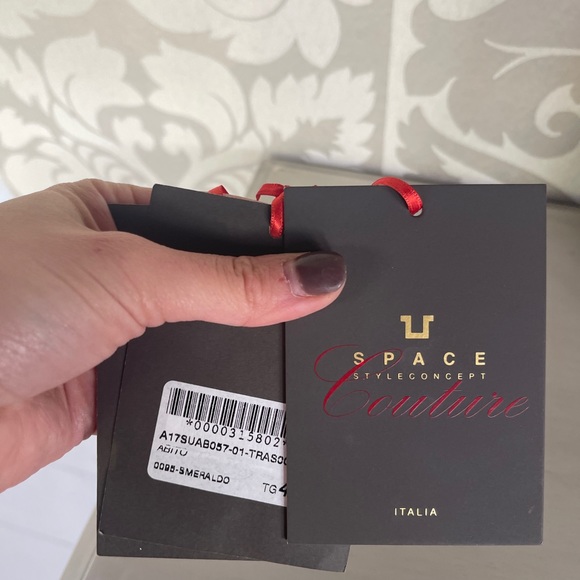 Emerald Green Silk Gown Space Style concept couture size 4 - Picture 5 of 8